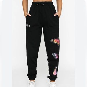 White Fox butterfly sweatpants